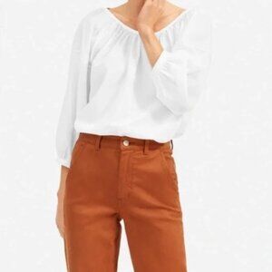 Everlane Ruched Air Blouse in White Size 8